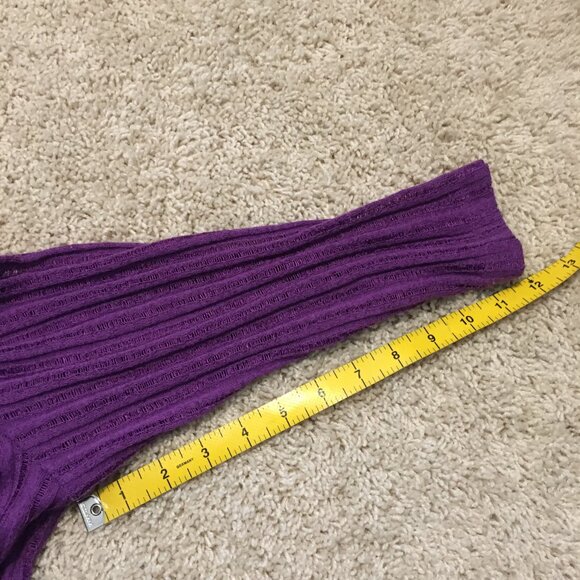 Purple Ribbed Mesh Knit Open Waterfall Cardigan - Picture 11 of 11